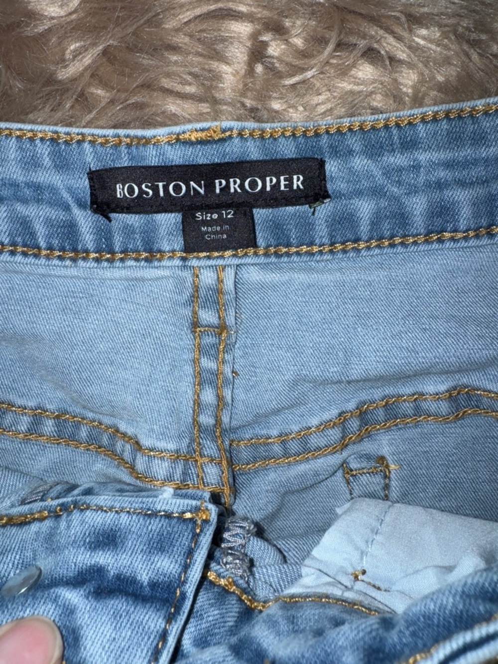 Boston Proper Light Blue & White American Flag Denim Shorts - Picture 5 of 8